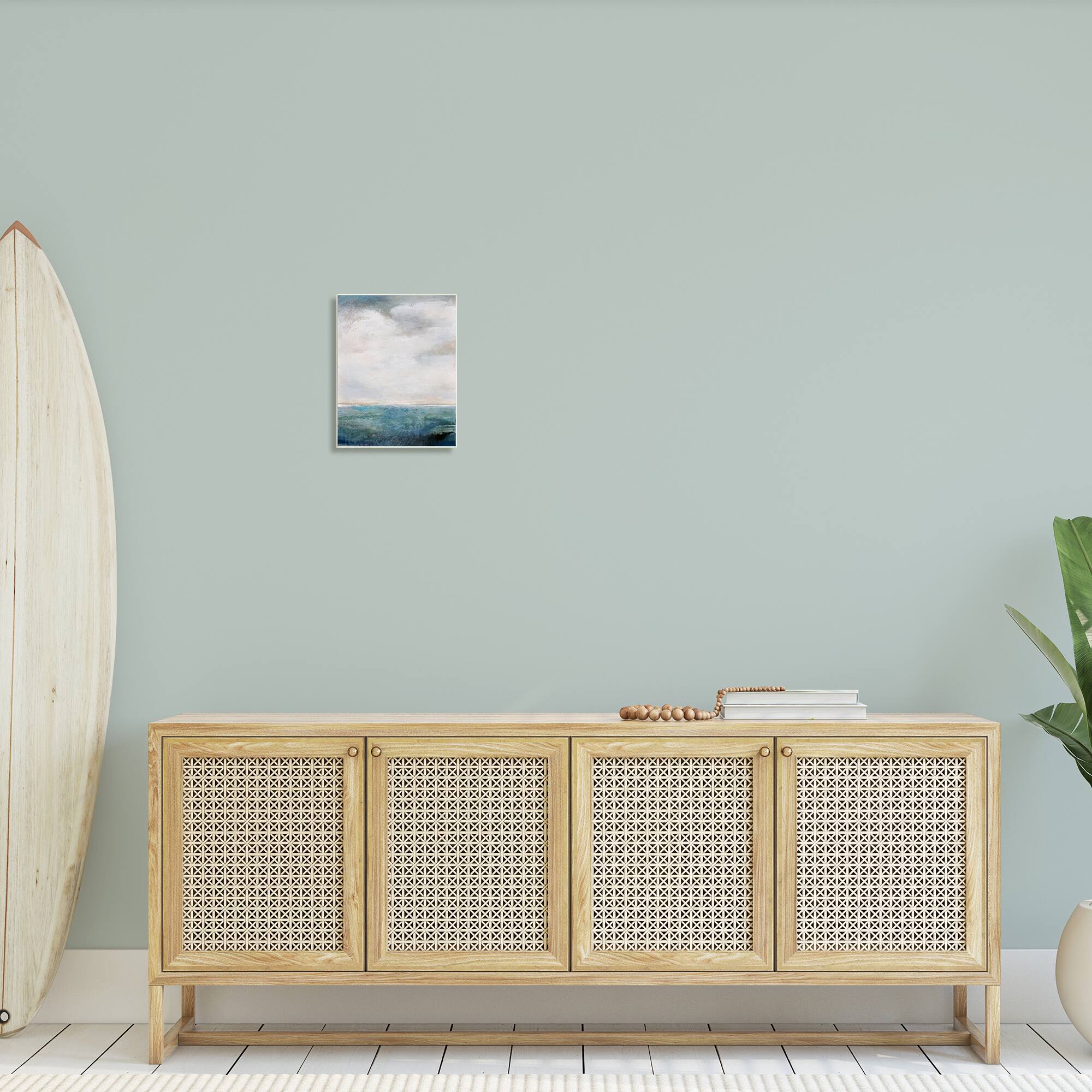 Stupell Industries Abstract Ocean Horizon Line Nautical Water Cloudy Sky Wood Wall Plaque